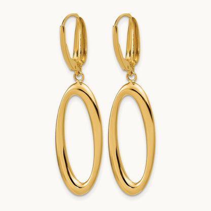 Polished Fancy Oval Leverback Earrings, 14K — Leslie's