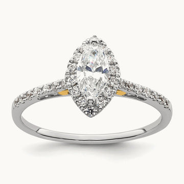 Marquise Halo Semi-Mount Engagement Ring, 0.25 ct tw — 1/4 ct, 14K Two-Tone