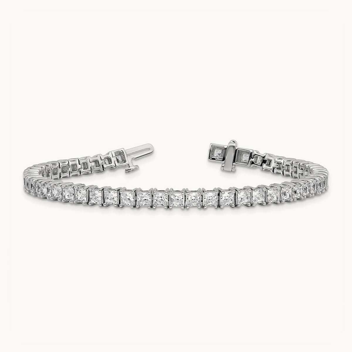 Princess Tennis Bracelet, 10.00 ct tw Lab-Grown Diamond — 14K White Gold