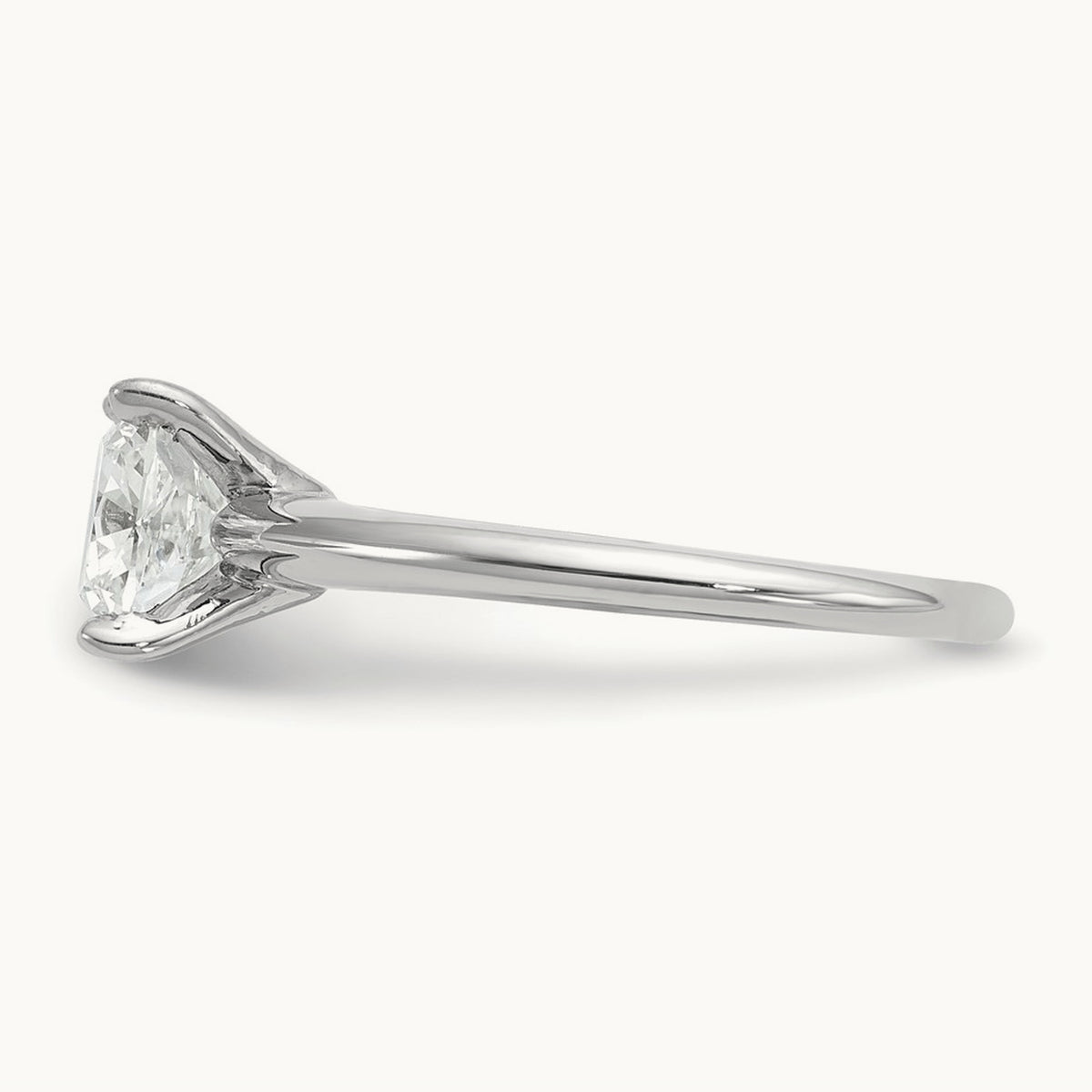 2 1/2ct Cert Lab Grown Diamond VS+ F+ Cushion Comp Solitaire Eng Ring, 14K White Gold