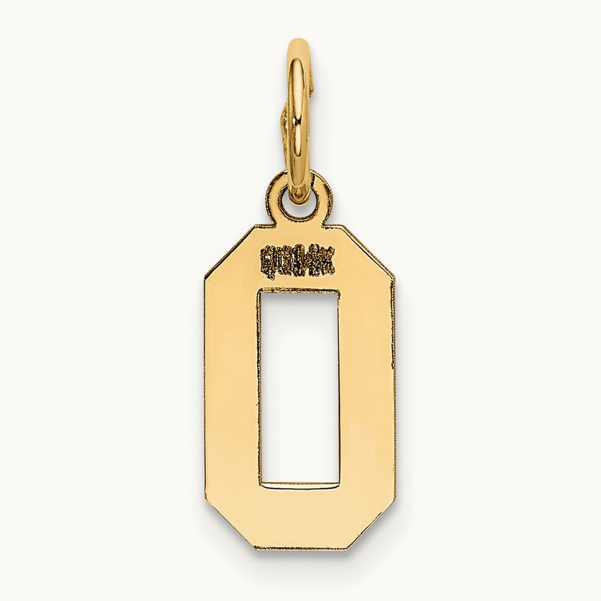 Small Polished Number 0 Charm — 14K Yellow Gold