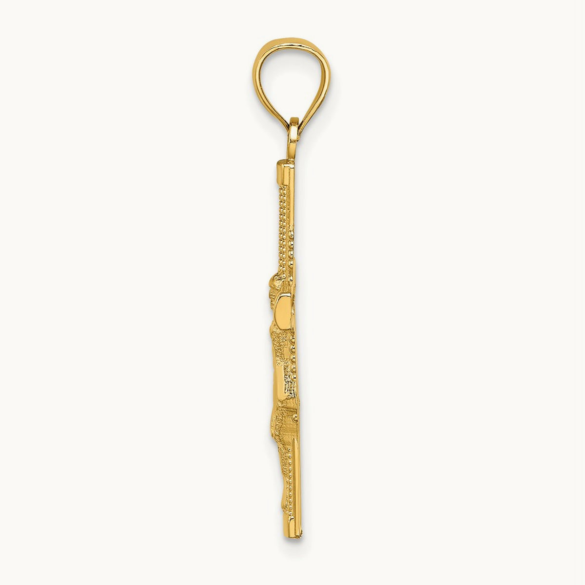 Beaded Accent Crucifix Charm, 14K
