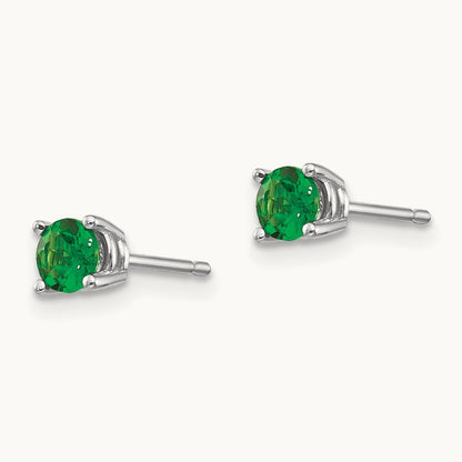 Tsavorite Earrings, 14K White Gold