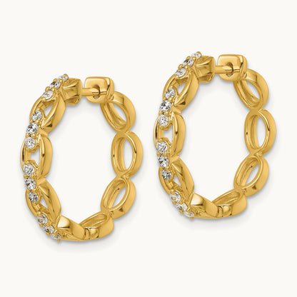 Fashion Hoop Earrings, 0.25 ct tw Lab-Grown Diamond — 14K Yellow Gold