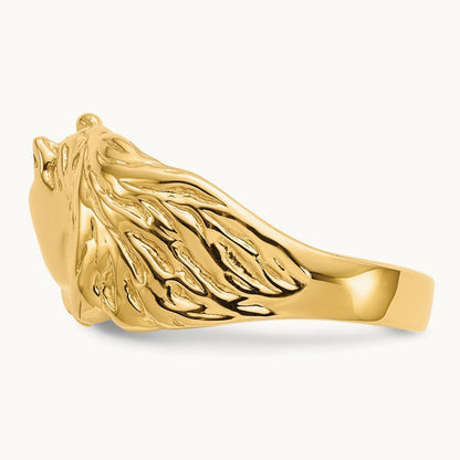 Polished Horse Head Ring, 14K Gold
