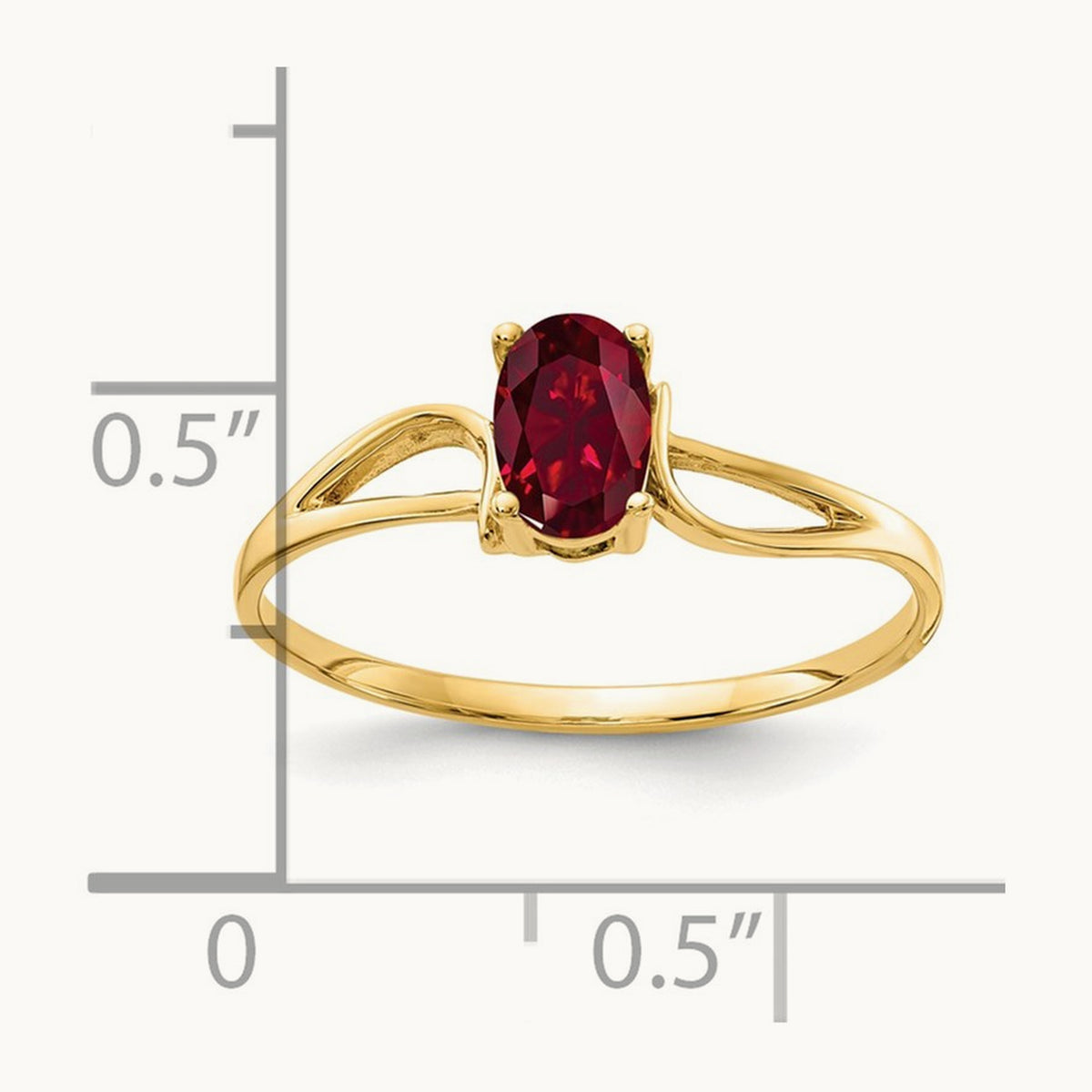 6x4mm Oval Created Ruby ring, 14K