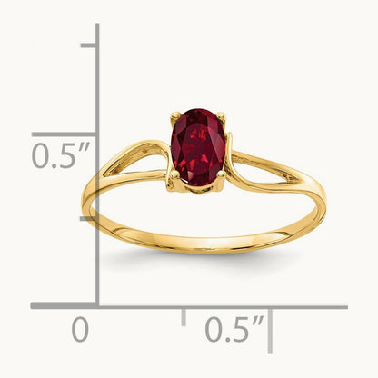 6x4mm Oval Created Ruby ring, 14K