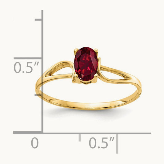 6x4mm Oval Created Ruby ring, 14K