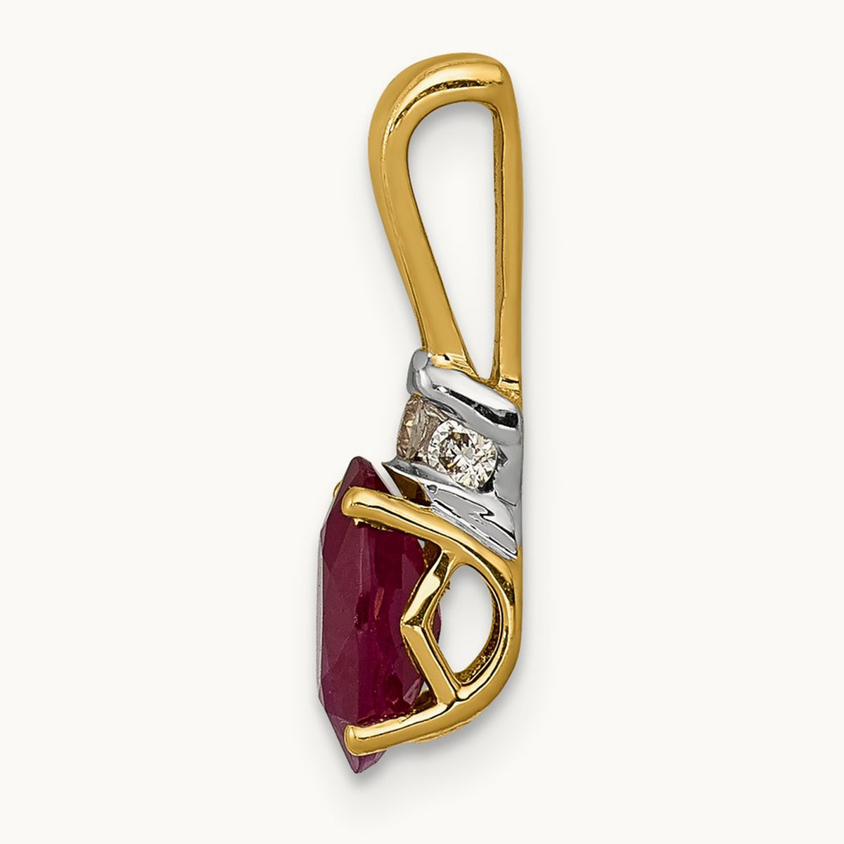 w/Rhodium Diamond and .66 Oval Ruby Pendant, 14K