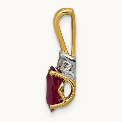 w/Rhodium Diamond and .66 Oval Ruby Pendant, 14K