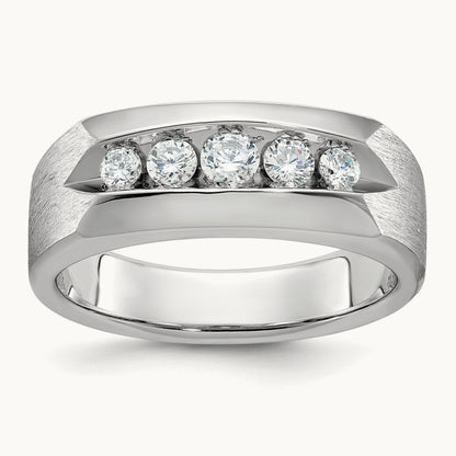IBGoodman Men's Polished & Satin 5-Stone Diamond Ring, 14K White Gold