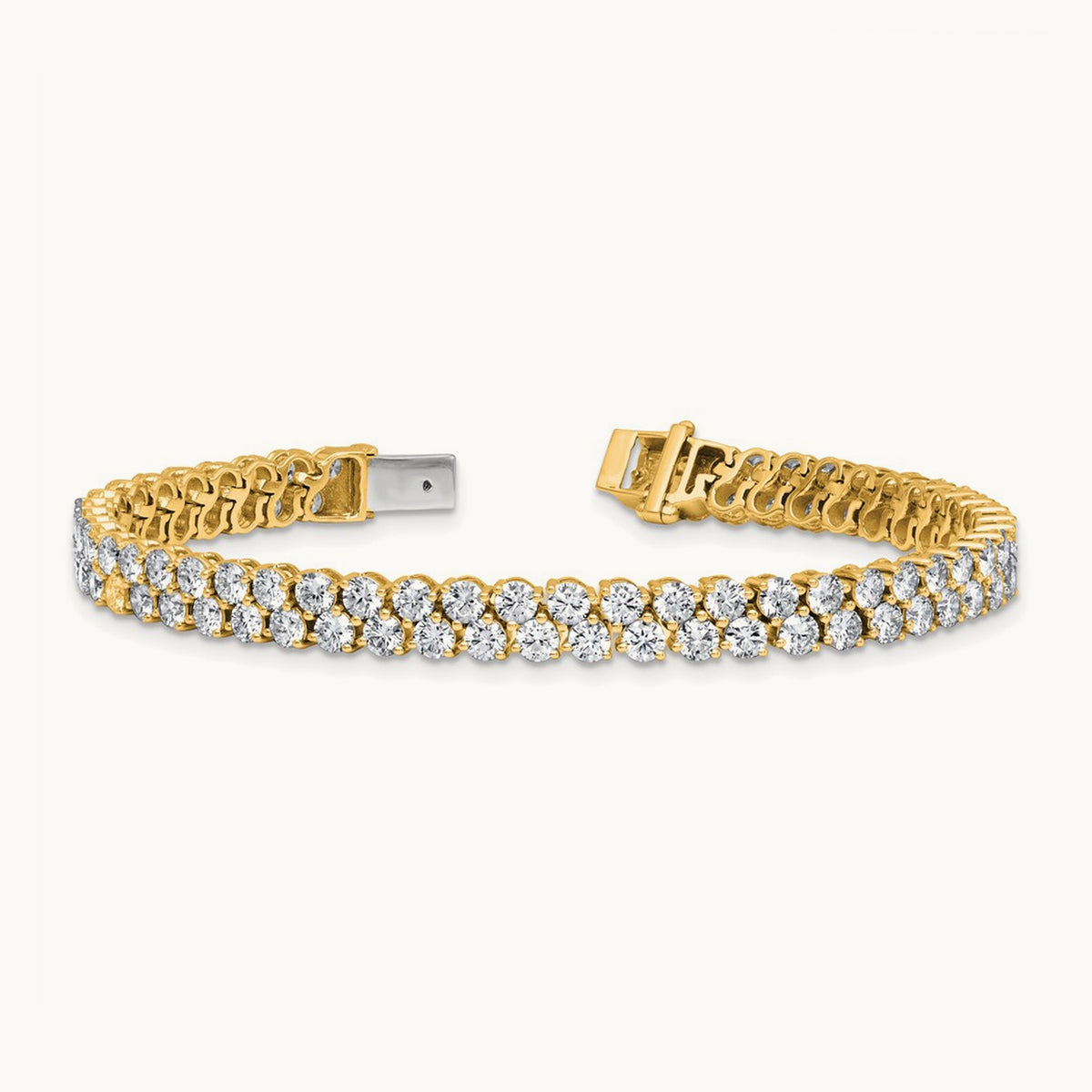 Round 2 Row Tennis Bracelet — 14K Yellow Gold