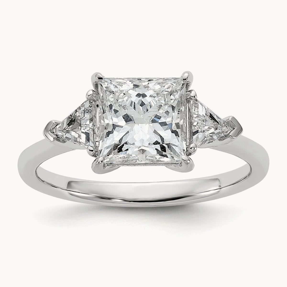 1/2ct Lab Grown Dia VS/SI+ G+ Trillion/2ct Princess Semi Eng Ring, 14K White Gold