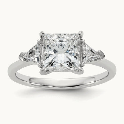1/2ct Lab Grown Dia VS/SI+ G+ Trillion/2ct Princess Semi Eng Ring, 14K White Gold