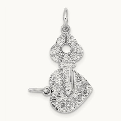 Key and Heart Break-apart Charm, 14K White Gold