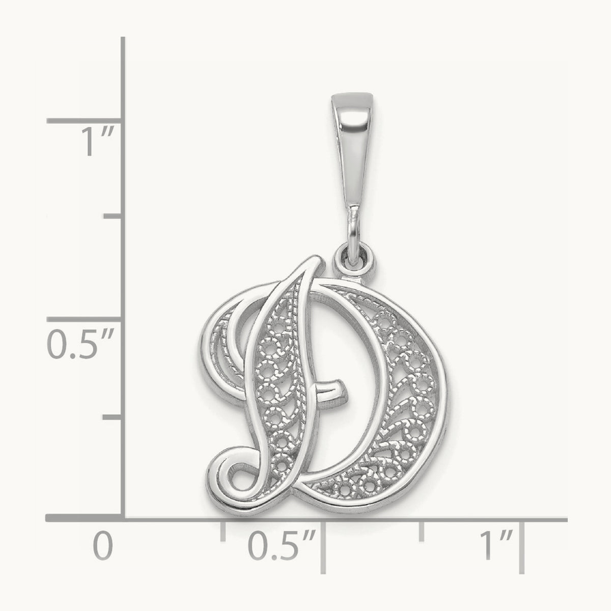 Solid Polished Script Filigree Initial Pendant — D