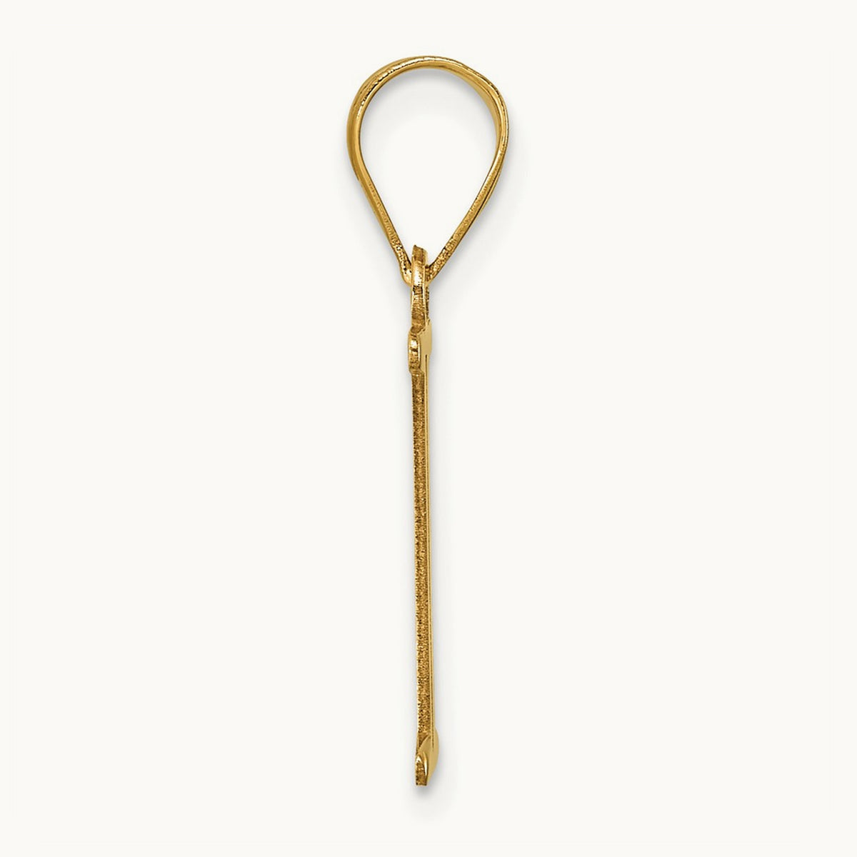 Polished Etched Letter I Initial Pendant, 14K