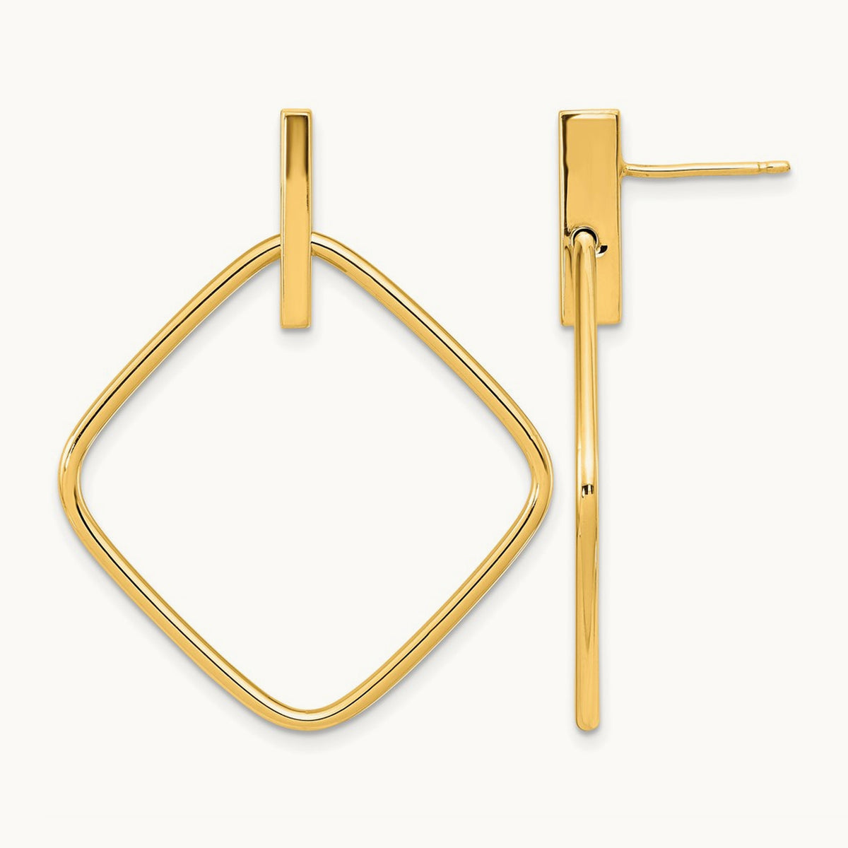 Polished Square Post Dangle Earrings, 14K — Leslie's