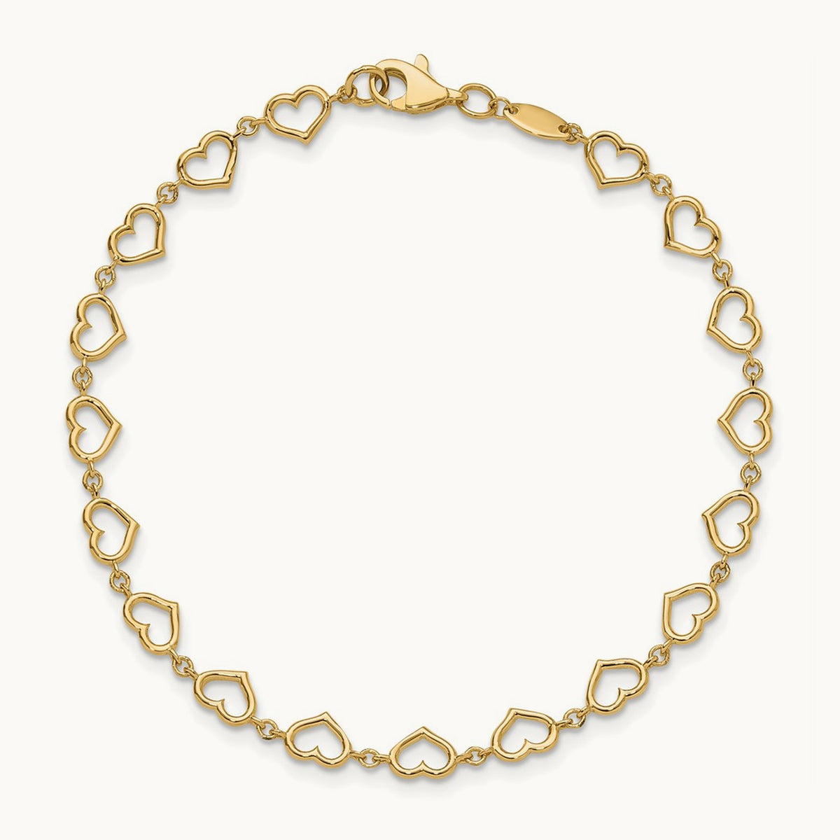 Polished Heart Link Bracelet — 7.5mm