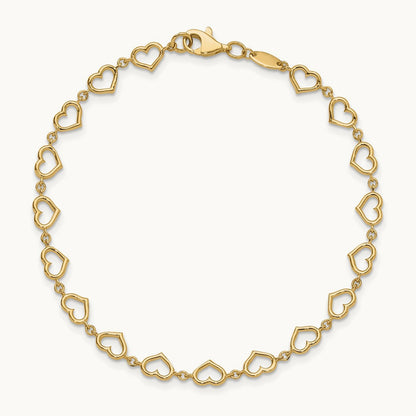Polished Heart Link Bracelet — 7.5mm