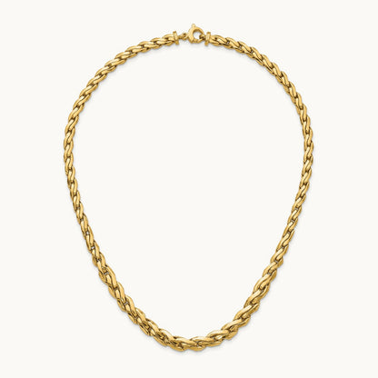 Polished Graduated Fancy Link 18in Necklace, 14K