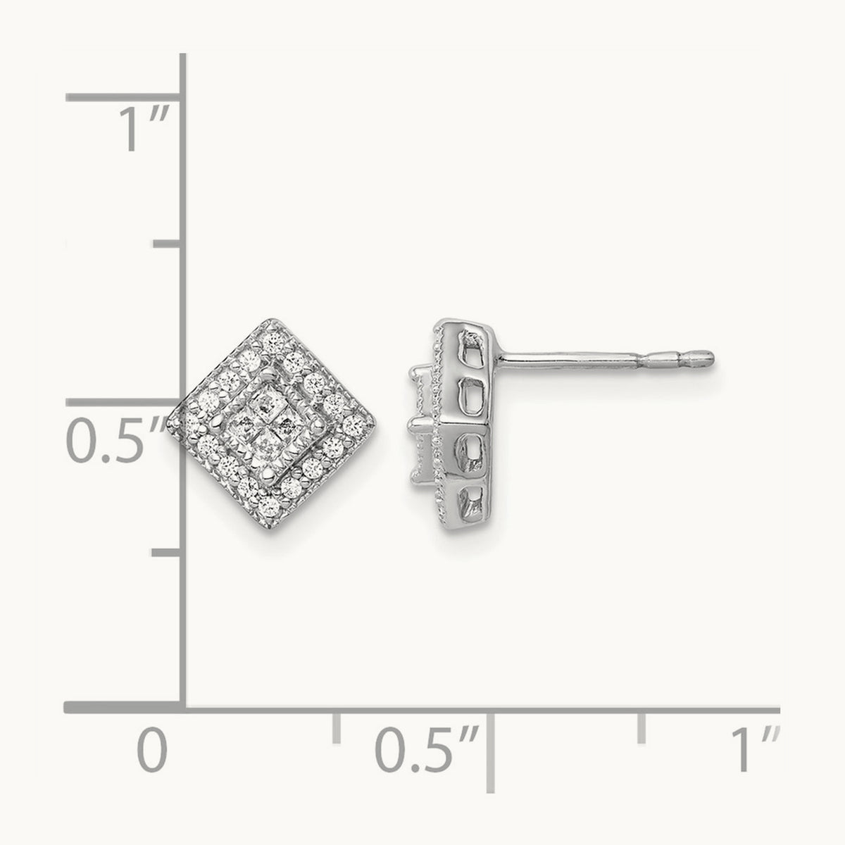 Diamond Post Earrings, 14K White Gold