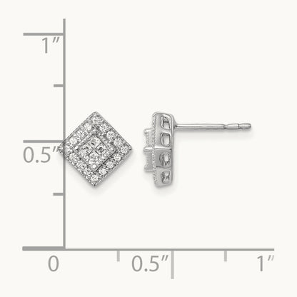 Diamond Post Earrings, 14K White Gold
