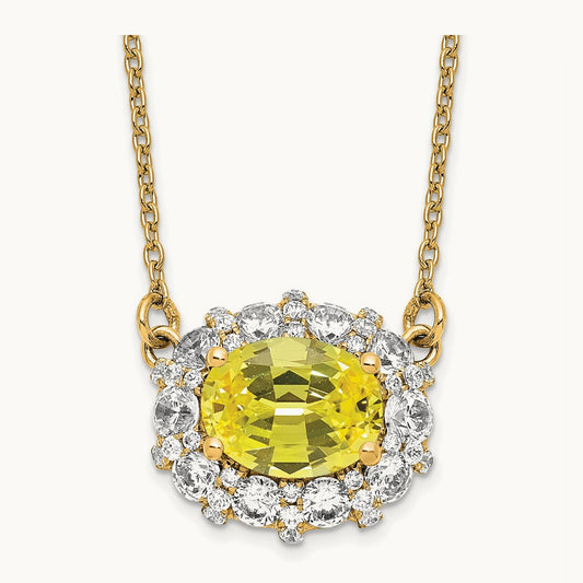Created Yellow Sapphire Necklace, 1.00 ct tw Lab-Grown Diamond