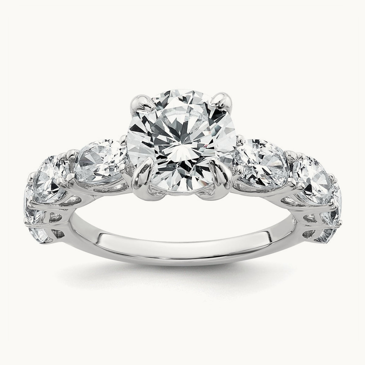 3 3/4 Round Engagement Ring, 3.75 ct tw Lab-Grown Diamond — 14K White Gold