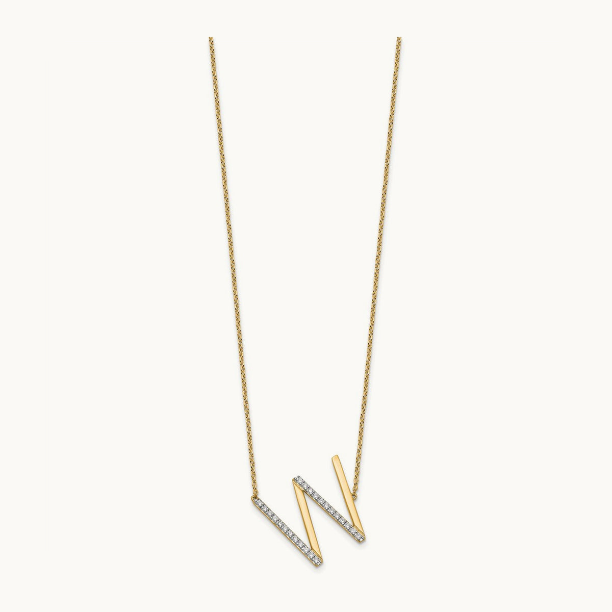 Sideways Diamond Necklace — 14K Yellow Gold, W