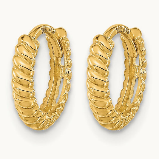 Madi K Polished Textured Hoop Earrings, 14K
