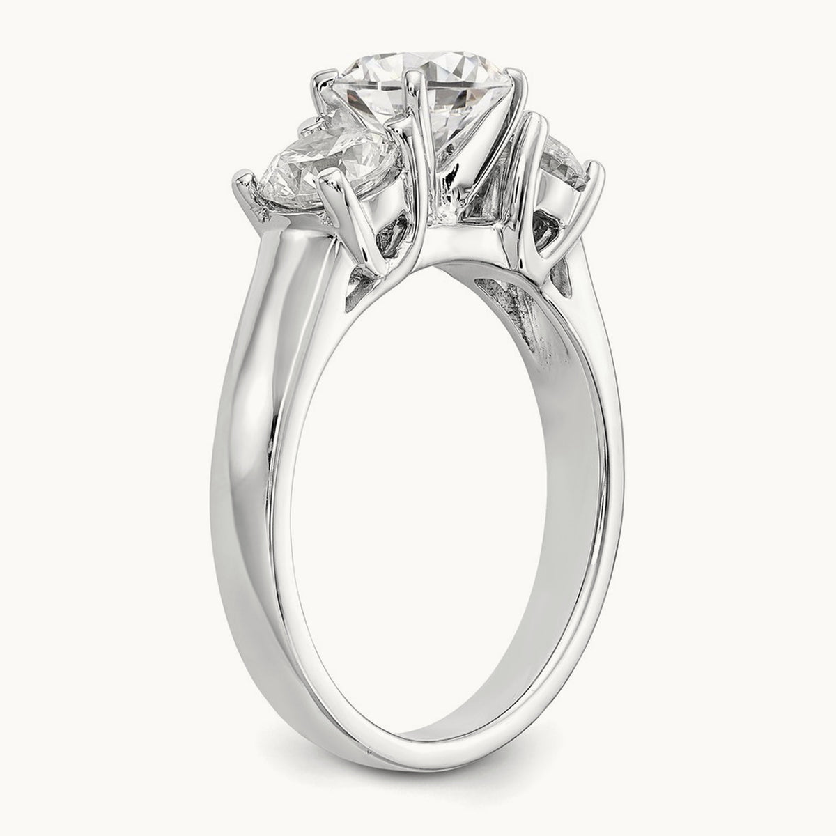 3-Stone Diamond Peg Set Semi-mount Engagement Ring, 14K White Gold