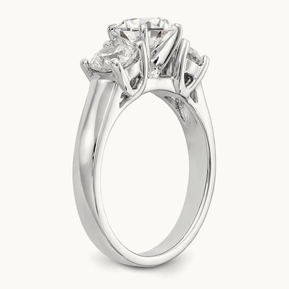 3-Stone Diamond Peg Set Semi-mount Engagement Ring, 14K White Gold