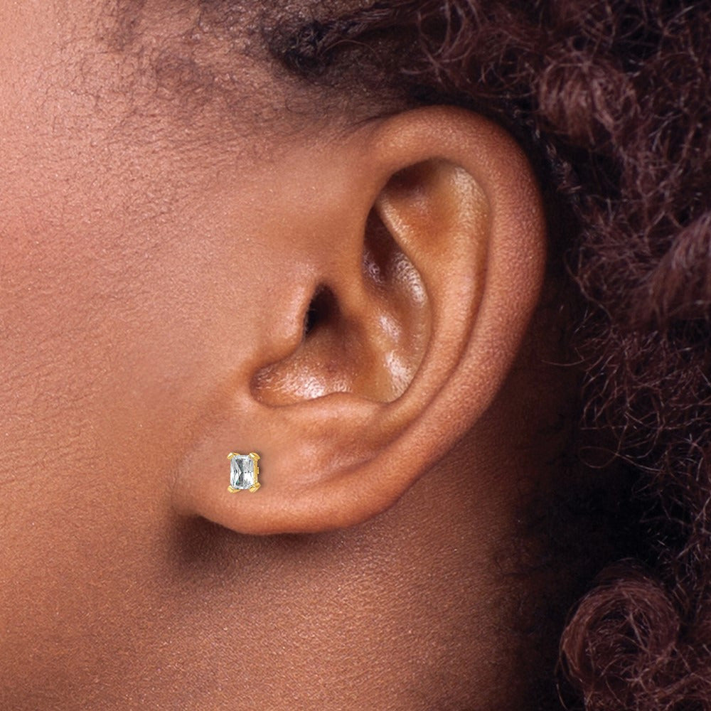 Radiant Four-Prong Stud Earrings, 0.50-6.00 ct tw Lab-Grown Diamond — 1/2 ct, 14K Yellow Gold