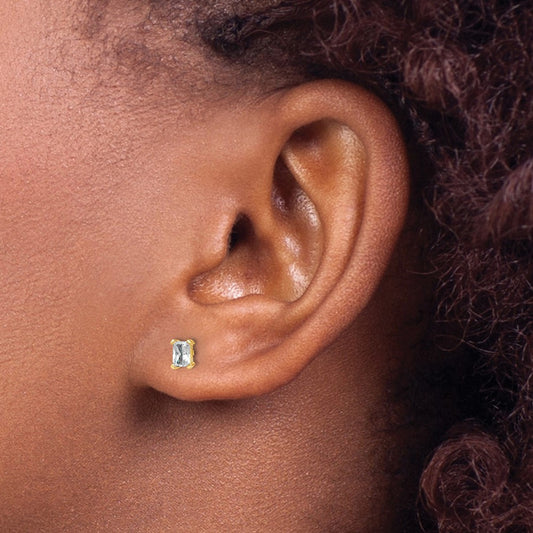 Radiant Four-Prong Stud Earrings, 0.50-6.00 ct tw Lab-Grown Diamond — 1/2 ct, 14K Yellow Gold