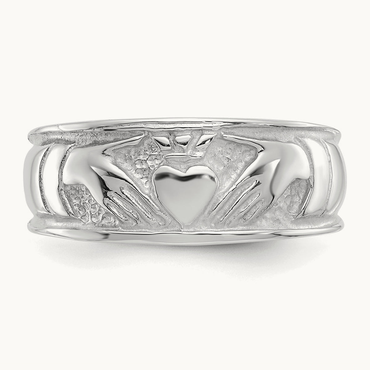Women's Claddagh Band — 14K White Gold