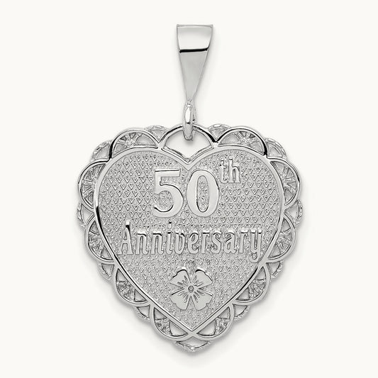 Reversible 50th ANNIVERSARY Charm, 14K White Gold