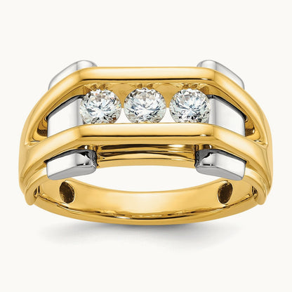 IBGoodman Men's Polished 3-Stone Diamond Ring, 14K Two-tone