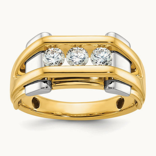 IBGoodman Men's Polished 3-Stone Diamond Ring, 14K Two-tone