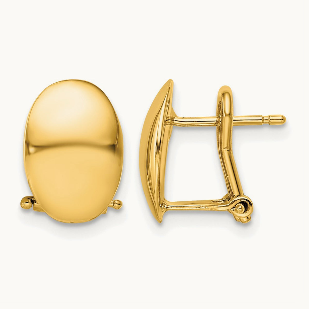 Polished Omega Back Earrings, 14K — Leslie's