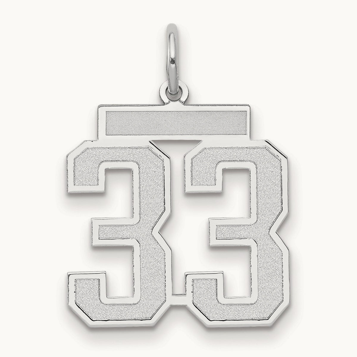 Medium Satin Number 33 Charm — 14K White Gold