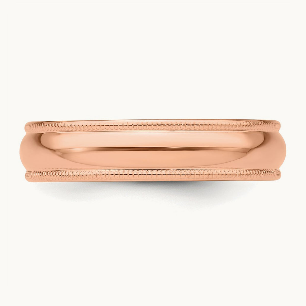 Lightweight Milgrain Half Round Band — 14K Rose Gold, 5mm