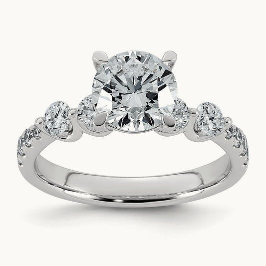 Rd Center with Round Sides Ring, 2 1/6-5 ct Lab-Grown Diamond