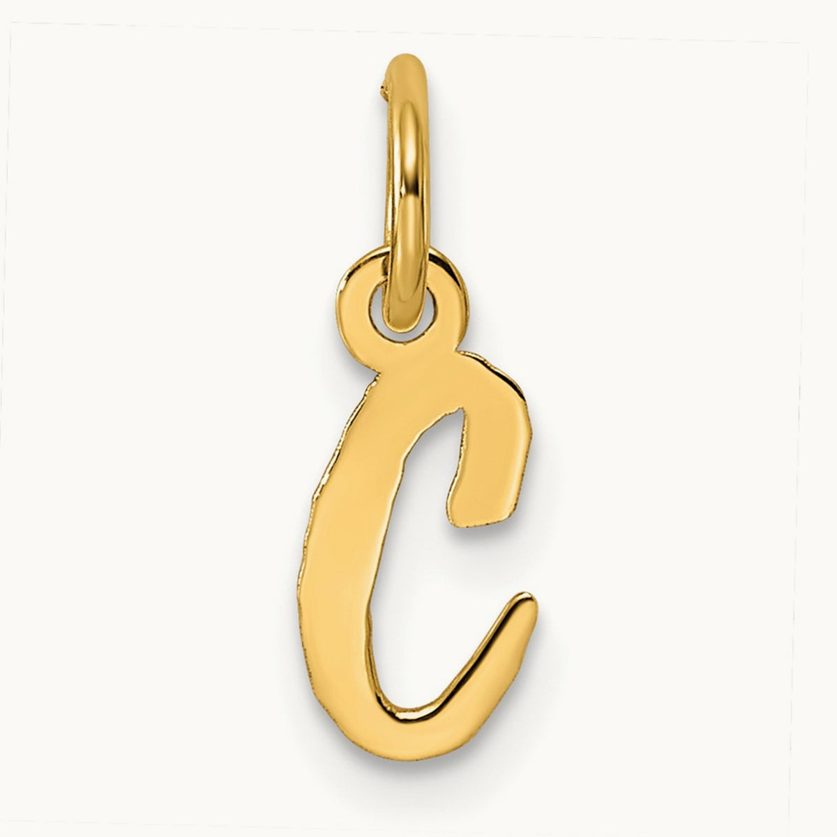Small Script Letter C Initial Charm, 14K