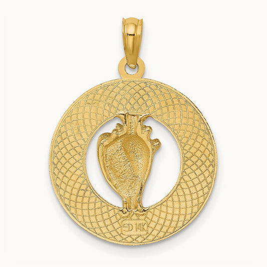 JAMAICA Circle w/ Conch Shell Charm, 14K