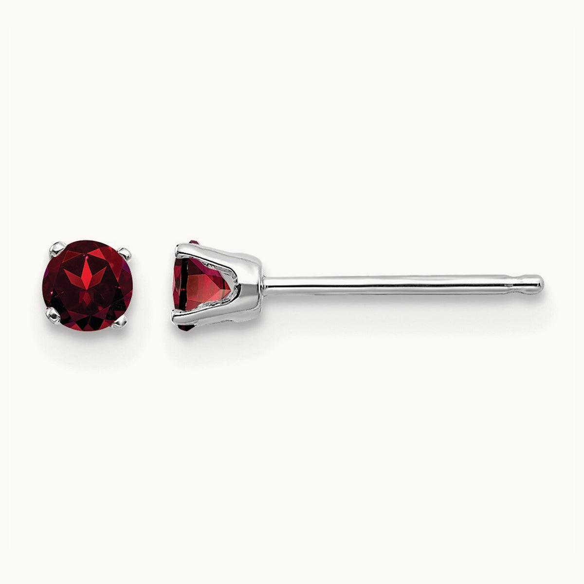 Garnet Stud Earrings — 3mm