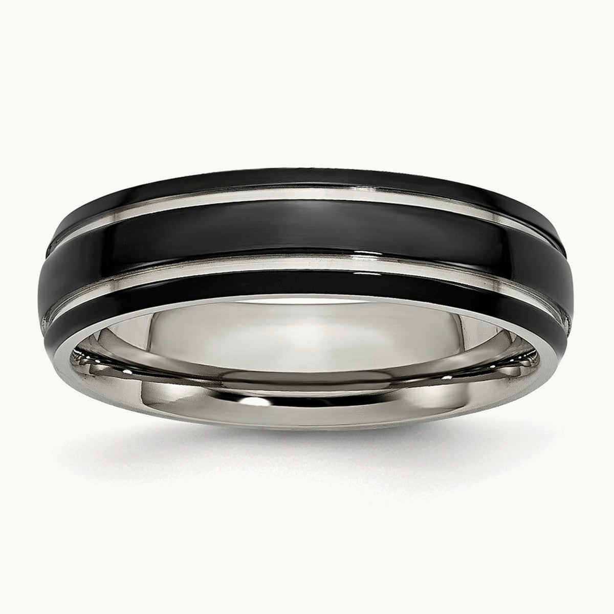 Polished Black IP-plated Grooved Band — photo set