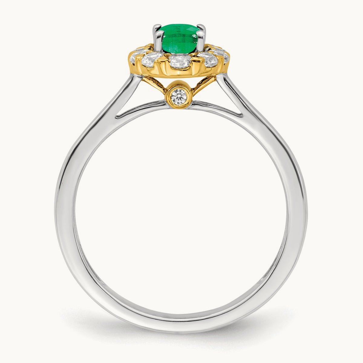 Created Emerald Halo Ring — 14K Two-Tone, 7