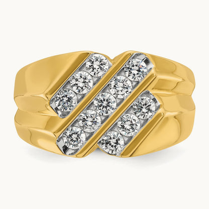 IBGoodman Men's Polished & Grooved 3/4ct Diamond Ring, 14K