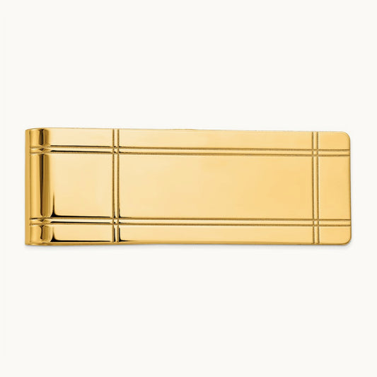 Men's Grooved Polished Money Clip — 14K Yellow Gold